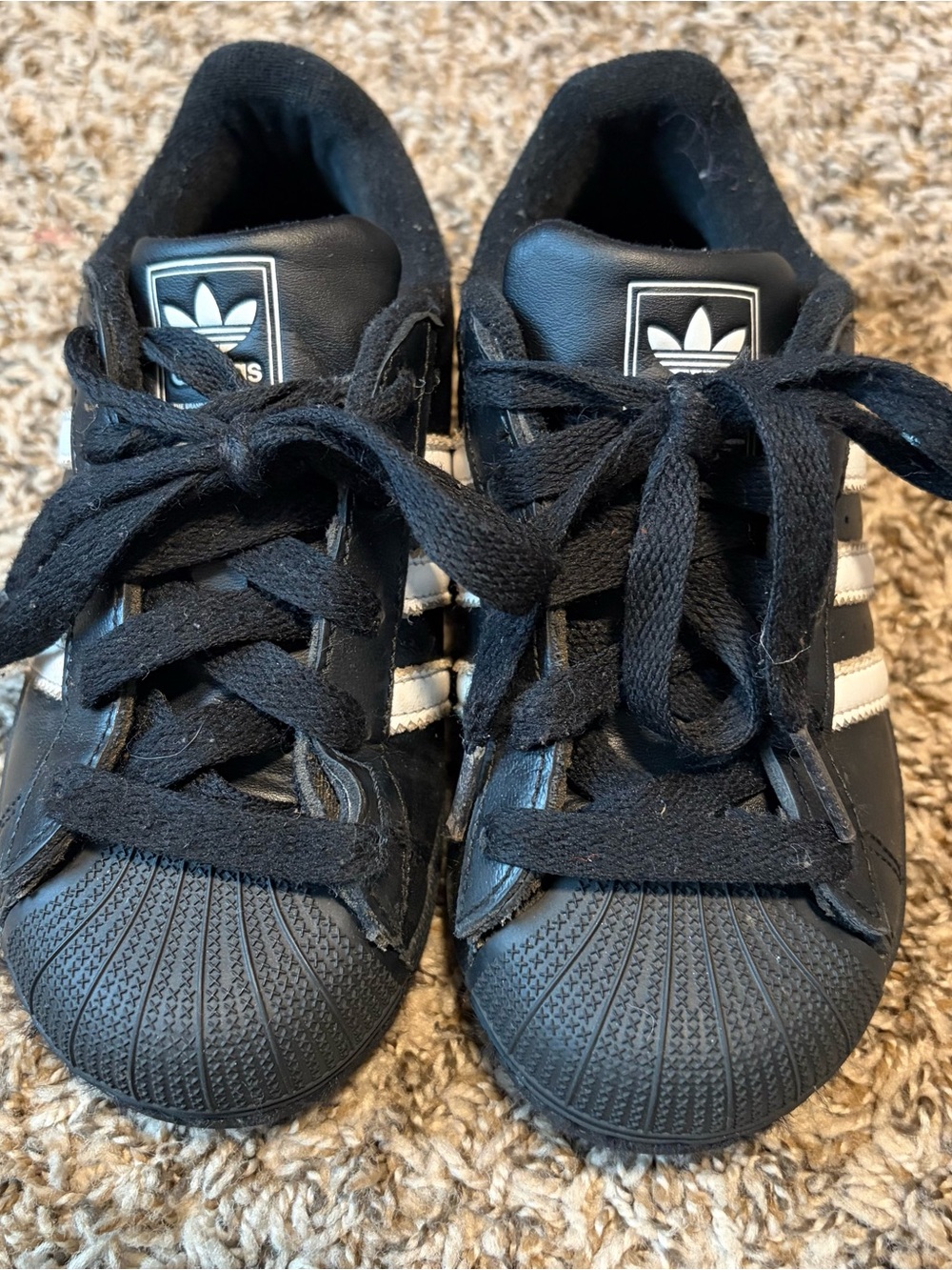 adidas Kids Black Sneakers with White Stripes